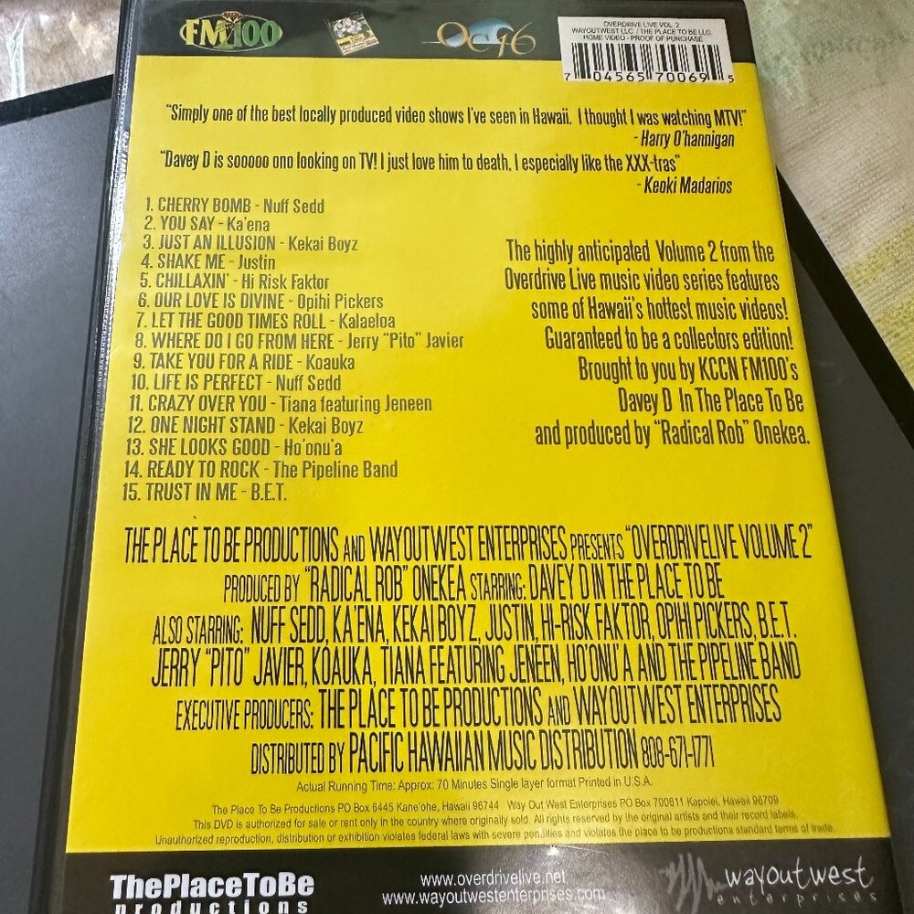 Overdrive Live Volume 2 Hawaii Music DVD Opihi Pickers Kalaeloa Koauka Kekai Boy - Picture 2 of 3